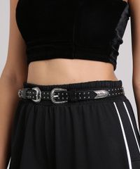 Cinto-Feminino-Duas-Fivelas-Western-com-Tachas-Preto-8894717-Preto_2