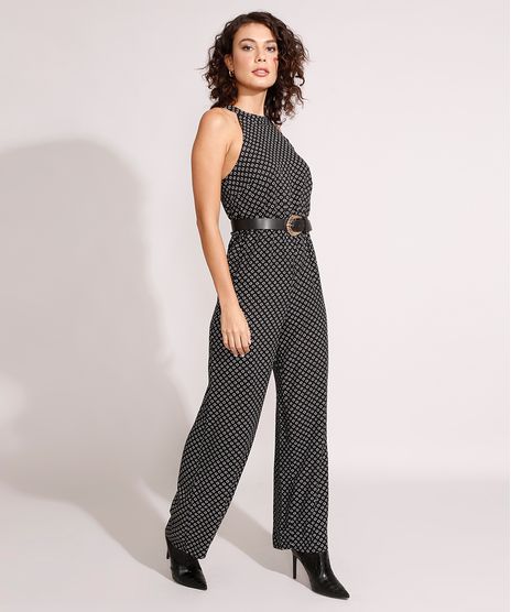 Macacao-Halter-Neck-de-Viscose-Estampado-de-Poa-com-Laco-Preto-9825572-Preto_1