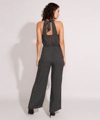 Macacao-Halter-Neck-de-Viscose-Estampado-de-Poa-com-Laco-Preto-9825572-Preto_2