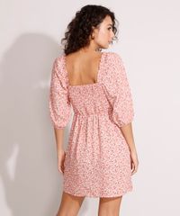 Vestido-de-Viscose-Estampado-Floral-com-Franzido-e-Amarracao-Curto-Manga-Bufante-Rose-9984365-Rose_2