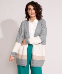 Capa-Longa-de-Trico-com-Listras-e-Bolsos-Cinza-Mescla-9799593-Cinza_Mescla_1