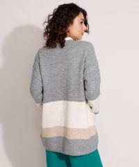 Capa-Longa-de-Trico-com-Listras-e-Bolsos-Cinza-Mescla-9799593-Cinza_Mescla_2