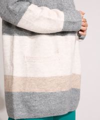 Capa-Longa-de-Trico-com-Listras-e-Bolsos-Cinza-Mescla-9799593-Cinza_Mescla_5