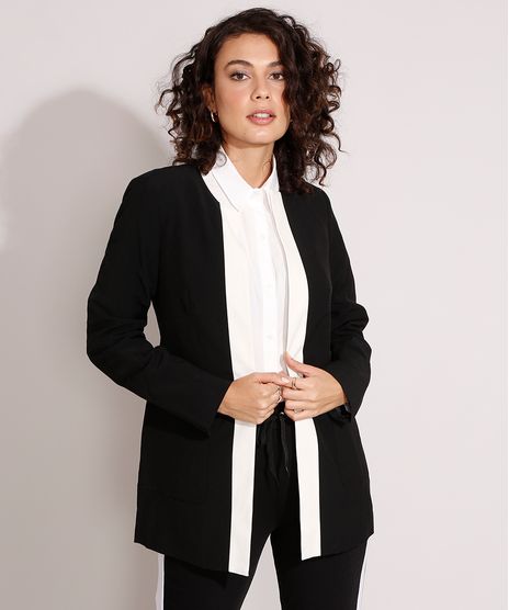 Blazer-Longo-Bicolor-com-Bolsos-Preto-9841941-Preto_1