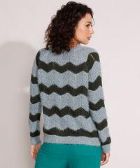 Cardigan-de-Trico-Felpudo-Estampado-Chevron-Decote-Redondo-Verde-Escuro-9806262-Verde_Escuro_2