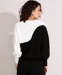 Sueter-Amplo-de-Trico-Bicolor-Manga-Bufante-Decote-Redondo-Preto-9970919-Preto_2