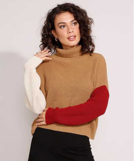 Sueter-Oversized-de-Trico-Color-Block-Manga-Colorida-Gola-Role-Caramelo-9984127-Caramelo_1