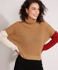 Sueter-Oversized-de-Trico-Color-Block-Manga-Colorida-Gola-Role-Caramelo-9984127-Caramelo_4