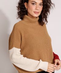 Sueter-Oversized-de-Trico-Color-Block-Manga-Colorida-Gola-Role-Caramelo-9984127-Caramelo_5