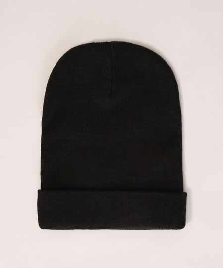 Gorro-Feminino-de-Trico-Canelado-com-Pompom-Preto-9834503-Preto_1