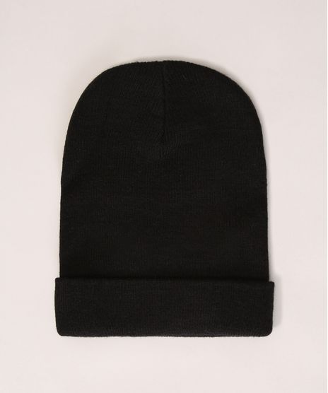 Gorro-Feminino-de-Trico-Canelado-com-Pompom-Preto-9834503-Preto_1