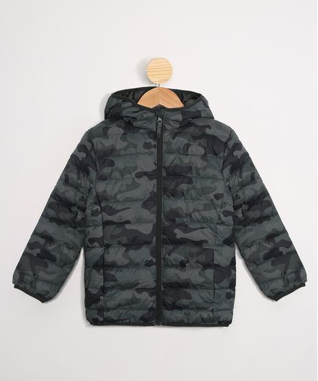 Jaqueta-Infantil-Puffer-de-Nylon-Camuflada-com-Bolsos-e-Capuz-Verde-Militar-9971102-Verde_Militar_1
