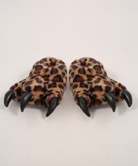 Pantufa-Infantil-Pata-de-Onca-com-Garras-Antiderrapante-Marrom-9976003-Marrom_1