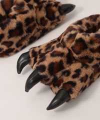 Pantufa-Infantil-Pata-de-Onca-com-Garras-Antiderrapante-Marrom-9976003-Marrom_3