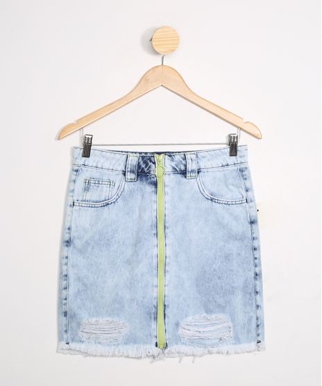 Saia-Juvenil-Jeans-com-Ziper-Neon-Azul-Claro-9988898-Azul_Claro_1