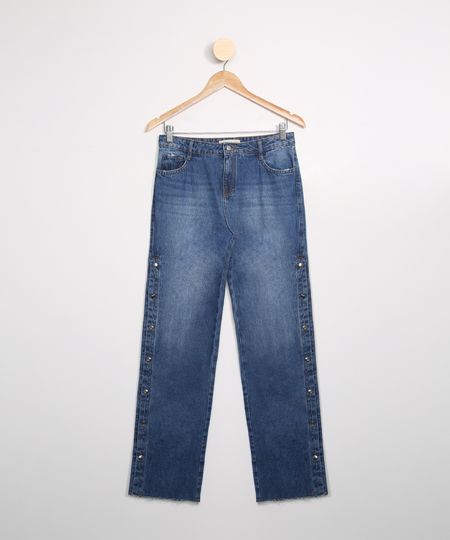 Calca-Juvenil-Jeans-Pantalona-com-Recorte-Lateral-e-Botoes-Azul-Medio-9983277-Azul_Medio_1