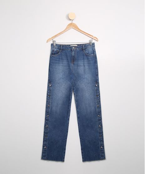 Calca-Juvenil-Jeans-Pantalona-com-Recorte-Lateral-e-Botoes-Azul-Medio-9983277-Azul_Medio_1
