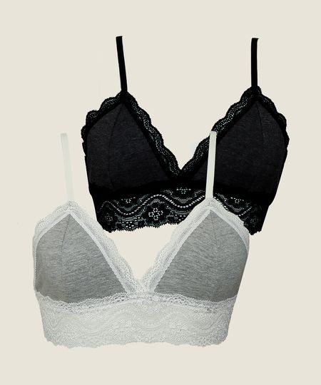 Kit Sutiã Triângulo de Algodão Renda sem Bojo