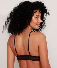 Kit Sutiã de Algodão Renda Sem Bojo Sutia Preto Costas