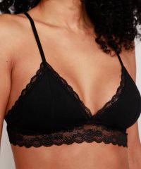 Kit Sutiã de Algodão Renda Sem Bojo Sutia Preto