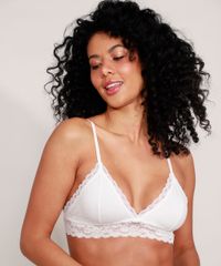 Kit Sutiã de Algodão Renda Sem Bojo Sutia Branco Frente