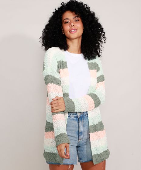 Cardigan-Longo-de-Trico-Felpudo-Listrado-Multicor-9971572-Multicor_1