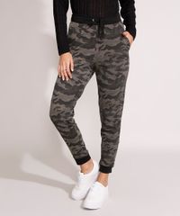 Calca-Feminina-Jogger-Cintura-Media-Estampada-Camuflada-em-Moletom-Verde-Militar-9248146-Verde_Militar_1