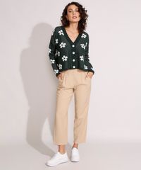 Cardigan-Amplo-de-Trico-Estampado-de-Margaridas-Verde-9984498-Verde_3