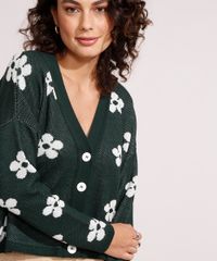 Cardigan-Amplo-de-Trico-Estampado-de-Margaridas-Verde-9984498-Verde_4