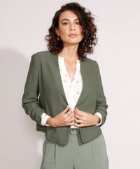 Blazer-Curto-Manga-3-4-Franzida-Verde-Militar-9979812-Verde_Militar_1