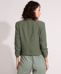 Blazer-Curto-Manga-3-4-Franzida-Verde-Militar-9979812-Verde_Militar_2