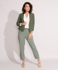 Blazer-Curto-Manga-3-4-Franzida-Verde-Militar-9979812-Verde_Militar_3