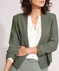 Blazer-Curto-Manga-3-4-Franzida-Verde-Militar-9979812-Verde_Militar_5