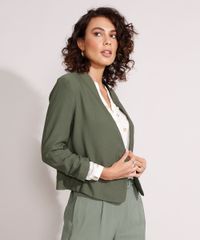 Blazer-Curto-Manga-3-4-Franzida-Verde-Militar-9979812-Verde_Militar_6