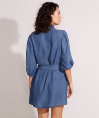 Vestido-Chemise-Jeans-Curto-Manga-Bufante-com-Faixa-Azul-Escuro-9988992-Azul_Escuro_2