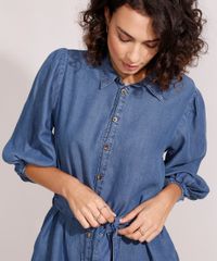 Vestido-Chemise-Jeans-Curto-Manga-Bufante-com-Faixa-Azul-Escuro-9988992-Azul_Escuro_5