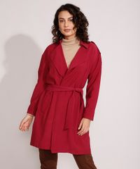 Casaco-Trench-Coat-Transpassado-com-Bolsos-e-Faixa-para-Amarrar-Vinho-9811221-Vinho_1