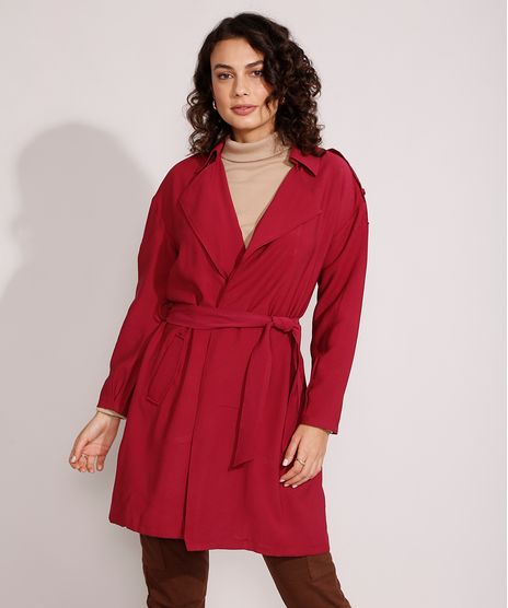 Casaco-Trench-Coat-Transpassado-com-Bolsos-e-Faixa-para-Amarrar-Vinho-9811221-Vinho_1