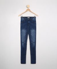 Calca-Juvenil-Jeans-Skinny-Destroyed-com-Barra-Dobrada-Azul-Medio-9988897-Azul_Medio_1