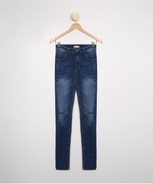 Calca-Juvenil-Jeans-Skinny-Destroyed-com-Barra-Dobrada-Azul-Medio-9988897-Azul_Medio_1