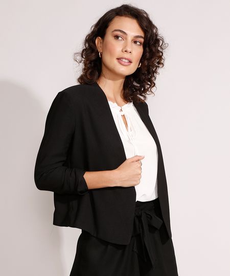 Blazer-Curto-Manga-3-4-Franzida-Preto-9979812-Preto_1 Blazer-Curto-Manga-3-4-Franzida-Preto-9979812-Preto_1