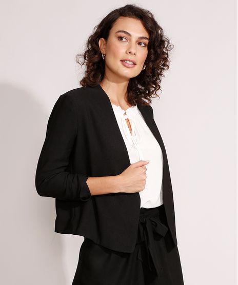 Blazer-Curto-Manga-3-4-Franzida-Preto-9979812-Preto_1