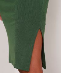 Saia-Feminina-Midi-Canelada-com-Fendas-Verde-Militar-9880388-Verde_Militar_5