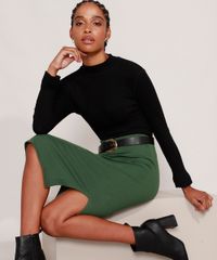 Saia-Feminina-Midi-Canelada-com-Fendas-Verde-Militar-9880388-Verde_Militar_6