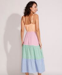 Vestido-de-Viscose-Estampado-Xadrez-Vichy-com-Recortes-Longo-Alca-Laco-Multicor-9985763-Multicor_2