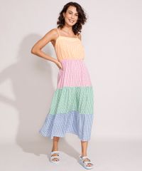 Vestido-de-Viscose-Estampado-Xadrez-Vichy-com-Recortes-Longo-Alca-Laco-Multicor-9985763-Multicor_3