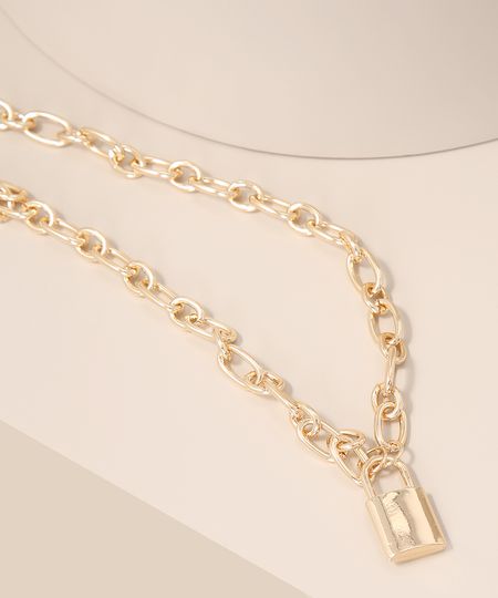 Colar-Feminino-com-Pingente-de-Cadeado-Dourado-9980874-Dourado_1