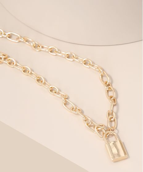 Colar-Feminino-com-Pingente-de-Cadeado-Dourado-9980874-Dourado_1