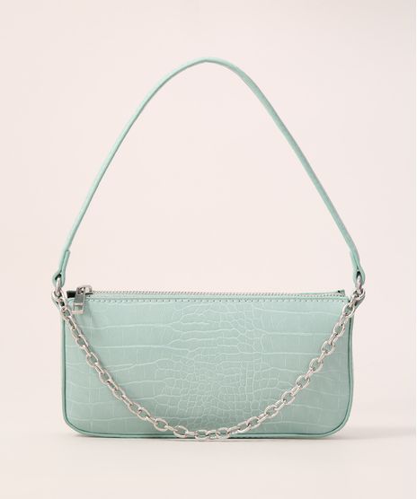 Bolsa-Baguete-Pequena-com-Corrente-Verde-Claro-9979340-Verde_Claro_1