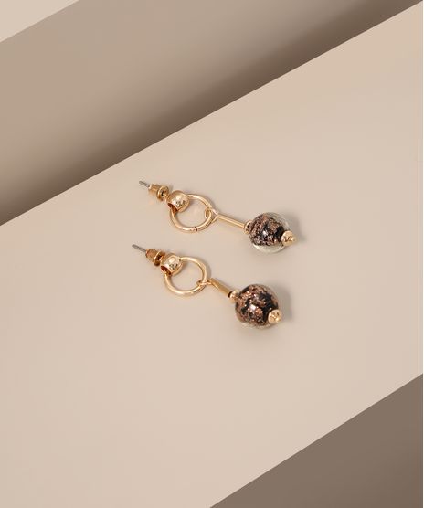 Brinco-Feminino-Circular-Vazado-com-Pingente-de-Esfera-Dourado-9980809-Dourado_1